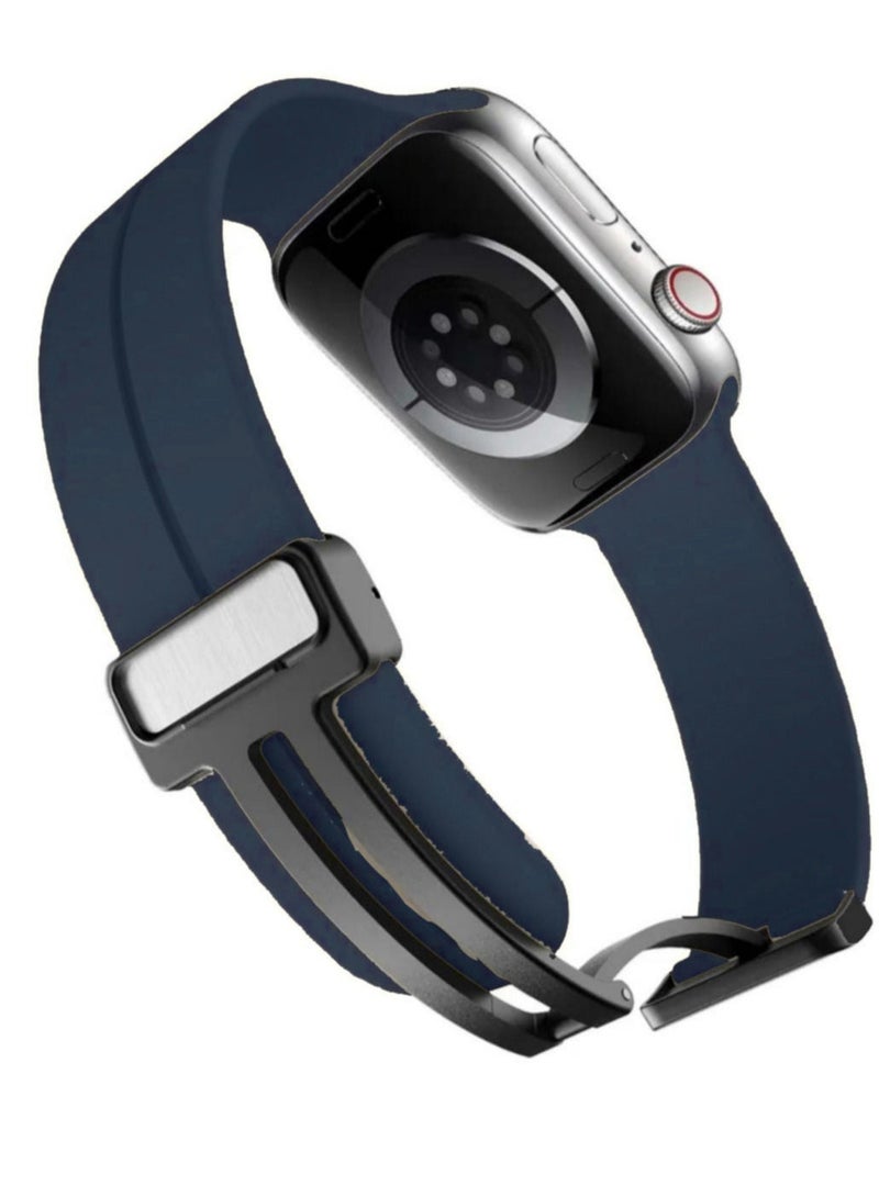 Apple watch band with magnetic closure  modern shape  size 42/44/45/49  navy blue - Image 3