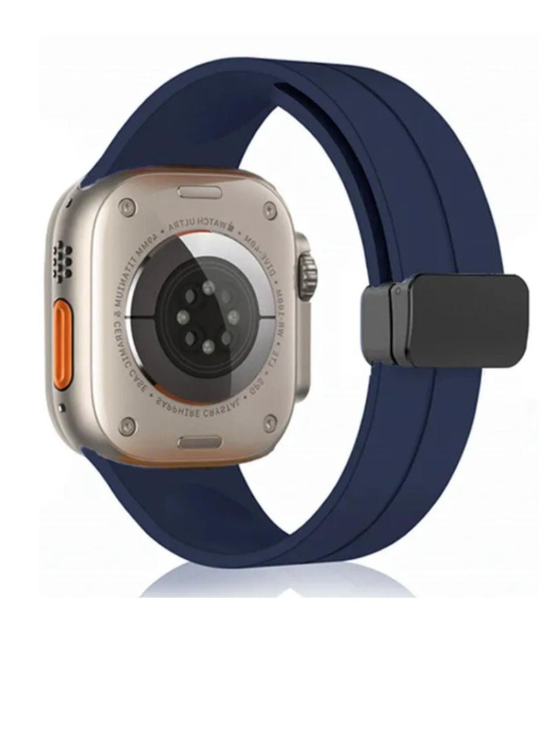 Apple watch band with magnetic closure  modern shape  size 42/44/45/49  navy blue - Image 1
