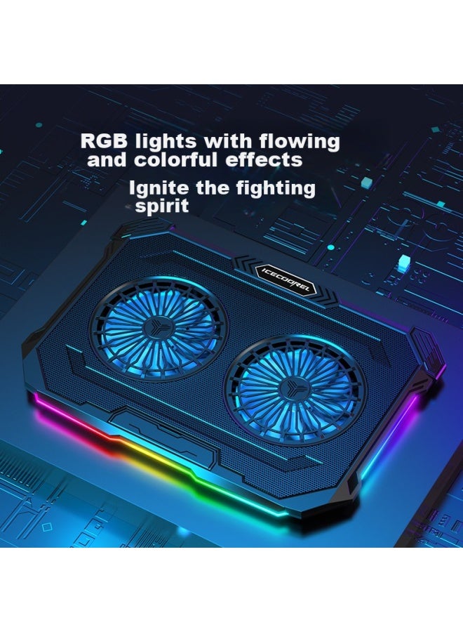 ICE COOREL Core Ice F8 Laptop Cooler, Adjustable Speed Fan, Cooling Base, Rgb Lighting Elevated Stand, Compatible With Lenovo, Colorful, Huawei, And Mechanical Keyboards - Image 4