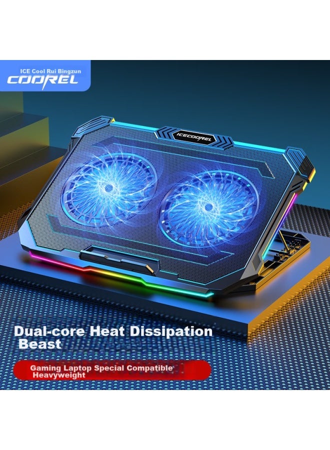 ICE COOREL Core Ice F8 Laptop Cooler, Adjustable Speed Fan, Cooling Base, Rgb Lighting Elevated Stand, Compatible With Lenovo, Colorful, Huawei, And Mechanical Keyboards - Image 1