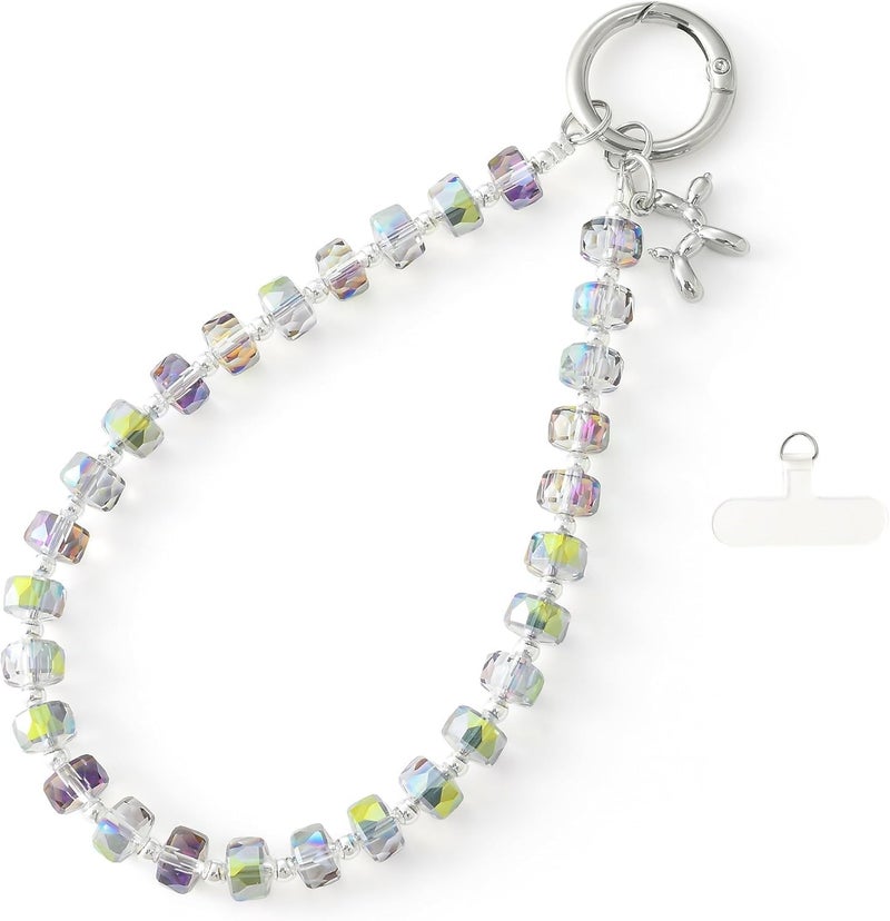 KHOLAD Crystal Phone Wrist Strap Phone Charm Chain Keychain Beaded Cellphone Lanyard with Tether Tab Hands-Free Wristlet Bracelet Wrist Grip Strap for Women - Image 1