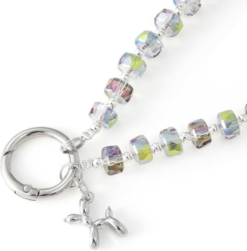 KHOLAD Crystal Phone Wrist Strap Phone Charm Chain Keychain Beaded Cellphone Lanyard with Tether Tab Hands-Free Wristlet Bracelet Wrist Grip Strap for Women - Image 4