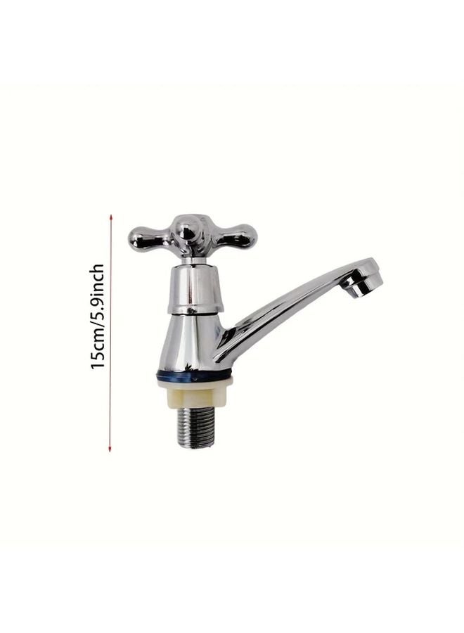 Vintage European Style Single Hole Zinc Alloy Chrome Plated Cross Handle Bathroom Sink Faucet Silvery - Image 3