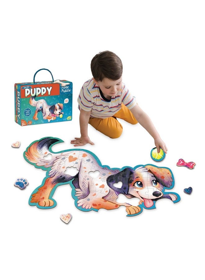 Peaceable Kingdom Shiny Puppy Floor Puzzle - 43-Piece Giant Floor Puzzle for Kids Ages 3 & up - Fun-Shaped Puzzle Pieces - Great for Classrooms - Image 1