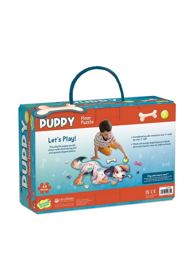 Peaceable Kingdom Shiny Puppy Floor Puzzle - 43-Piece Giant Floor Puzzle for Kids Ages 3 & up - Fun-Shaped Puzzle Pieces - Great for Classrooms - Image 3