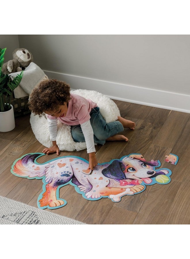 Peaceable Kingdom Shiny Puppy Floor Puzzle - 43-Piece Giant Floor Puzzle for Kids Ages 3 & up - Fun-Shaped Puzzle Pieces - Great for Classrooms - Image 2