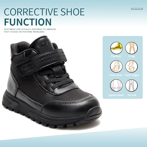 princepard Kids Orthopedic Shoes with Arch and Ankle SupportGirls and Boys Mesh Breathable Sneakers Black 8 Toddler - Image 3