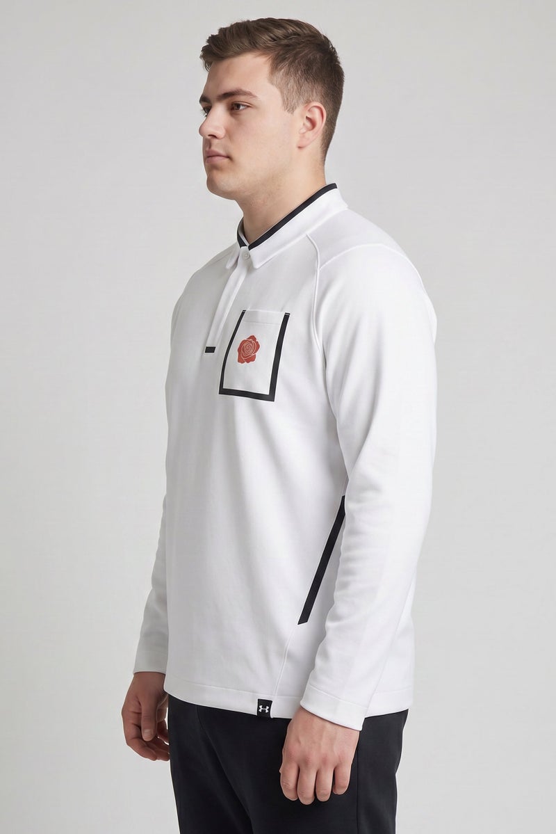 UNDER ARMOUR Men Loose Fit UA Rose Long Sleeve Outdoor Polo Shirt, White - Image 3