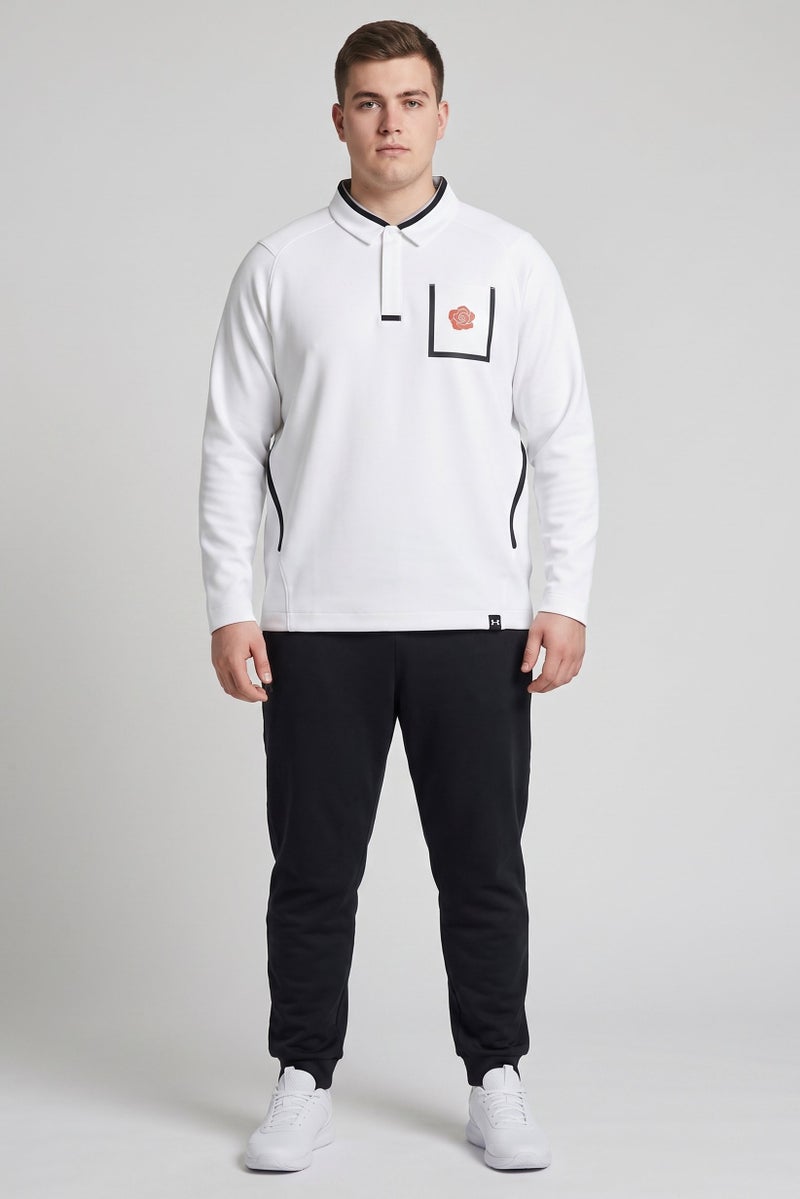 UNDER ARMOUR Men Loose Fit UA Rose Long Sleeve Outdoor Polo Shirt, White - Image 2