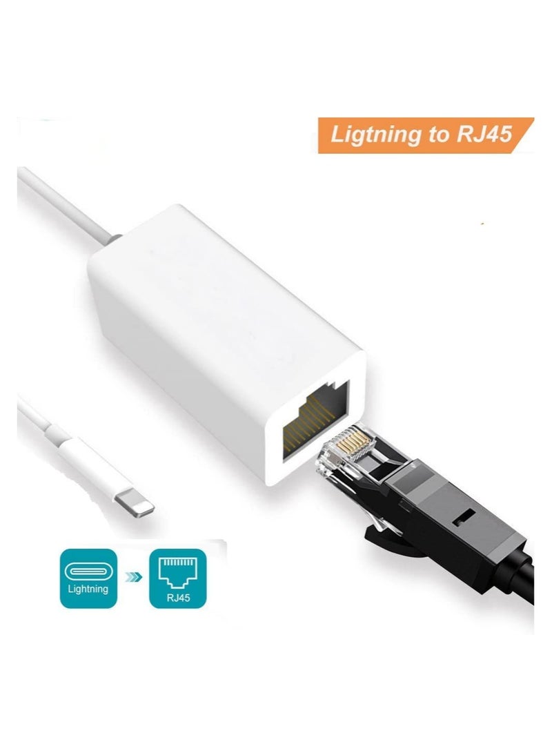 KASTWAVE Lightning to Ethernet Adapter, RJ45 Ethernet LAN Network Adapter Cable with 8 Pin Connector Compatible with iPhone 13/12/11/XS/XR/X/8/7/iPad/iPod, Plug and Play, Supports 100Mbps [MFi Certified] - Image 3