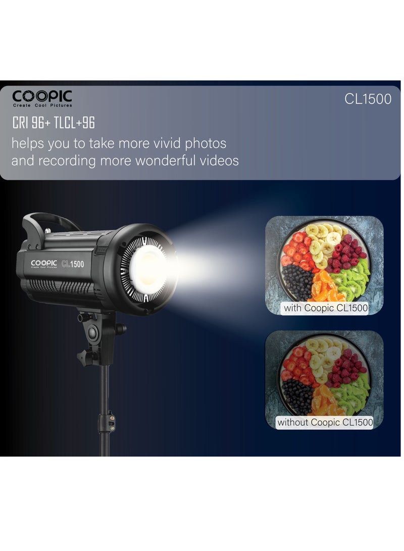 Coopic COOPIC Create Cool Picture 18000LM 5600K Studio Lighting with 96+ CRI, TLCI, Adjustable Brightness, Aluminum Alloy Cooling, LED Video Light for Filming, Videography, and Product Photography (CL1500) - Image 4
