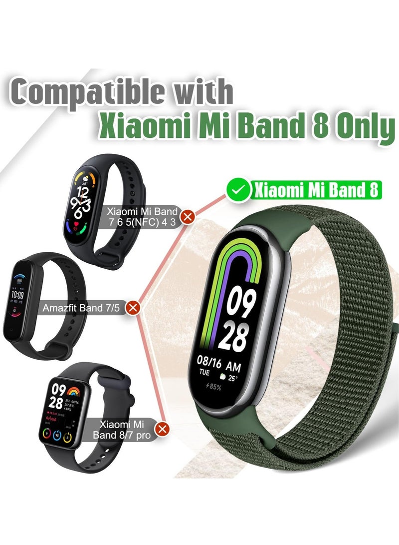Nylon Strap Compatible With Xiaomi Mi Band 8 Soft Adjustable Band For Men And Women Green - Image 2
