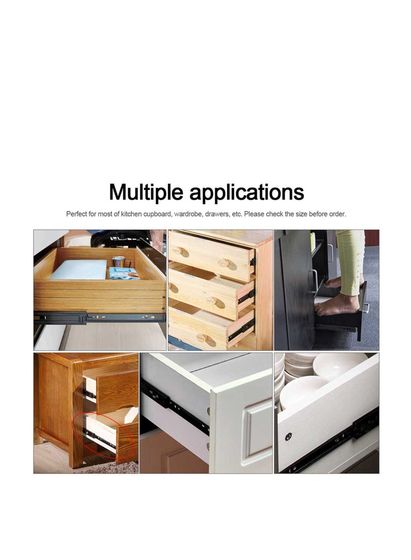 Drawer Slide, 2Pcs 4 inch Full Extension Drawer Slides, Steel Soft Close Drawer Slides, 3 Folds Full Extension, Concealed Runners for Most of Kitchen Cupboard, Wardrobe, Drawers - Image 2