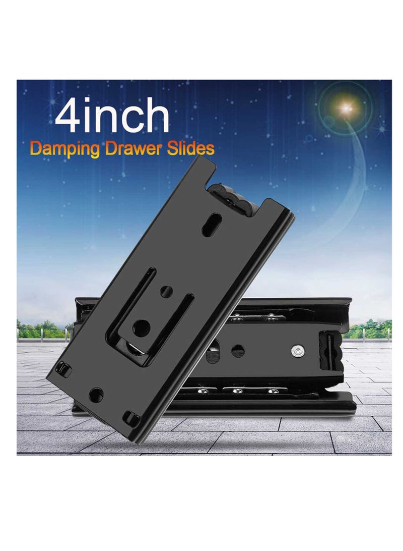 Drawer Slide, 2Pcs 4 inch Full Extension Drawer Slides, Steel Soft Close Drawer Slides, 3 Folds Full Extension, Concealed Runners for Most of Kitchen Cupboard, Wardrobe, Drawers - Image 3