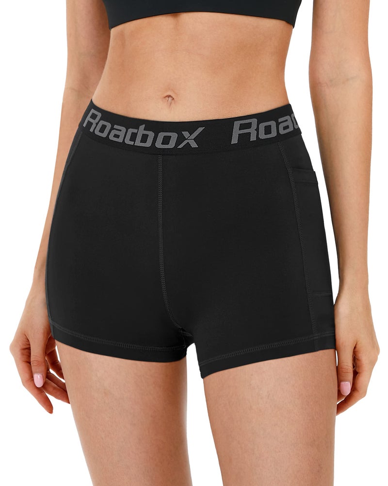 Roadbox 5'' Volleyball Compression Shorts for Women, 3 Pack Athletic Spandex Shorts with Pockets, Biker Workout Running Gym Yoga Short Tights - Image 2