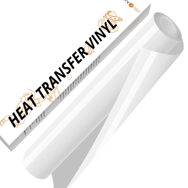 HTVRONT White HTV Vinyl Roll 12 x 10ft White Iron on Vinyl for All Cutting Machines Heat Transfer Vinyl Rolls for t Shirts Easy to Cut Weed for Heat Vinyl Design