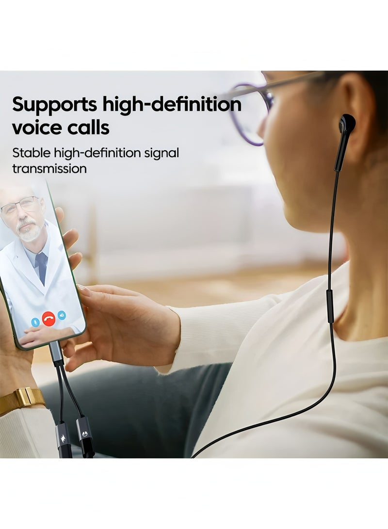 أبلينم موزع USB C، محول شاحن وسماعة رأس مزدوج USB C، كابل دونجل صوتي 2 في 1 من النوع C مع شحن سريع 60 وات، يدعم الموسيقى والمكالمات، لهاتف Iphone 16 15 Pro Max، Galaxy S24 S23 Pixel 9 8 7، Ipad Pro - Image 5