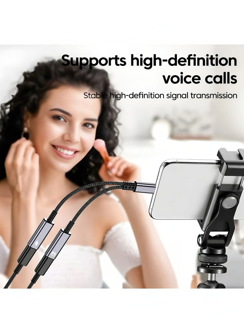 أبلينم موزع USB C، محول شاحن وسماعة رأس مزدوج USB C، كابل دونجل صوتي 2 في 1 من النوع C مع شحن سريع 60 وات، يدعم الموسيقى والمكالمات، لهاتف Iphone 16 15 Pro Max، Galaxy S24 S23 Pixel 9 8 7، Ipad Pro - Image 4