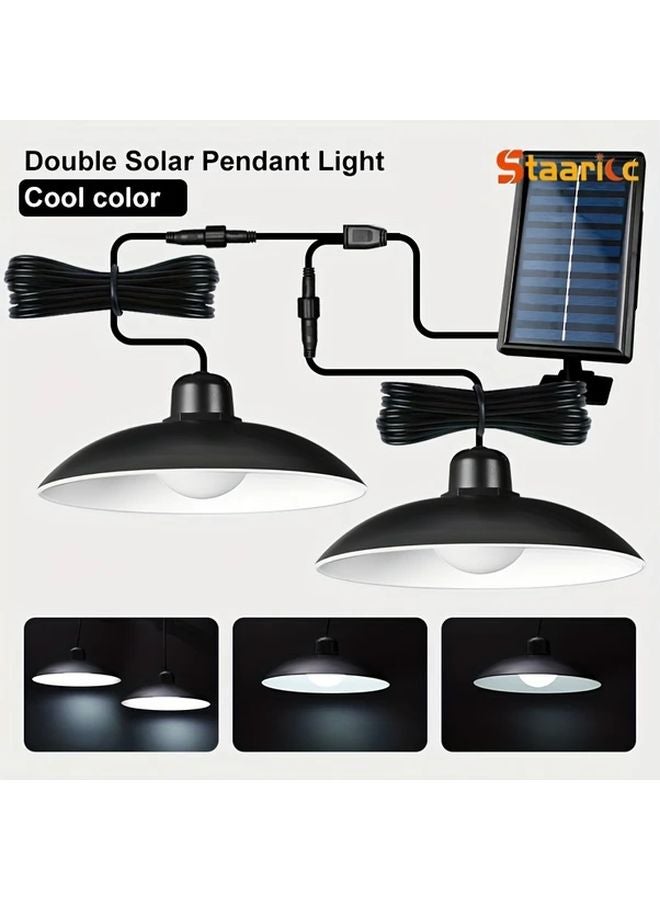 Staaricc Solar Pendant Light Double Bulbs Cold White Dimmable Remote Control Indoor Outdoor - Image 1