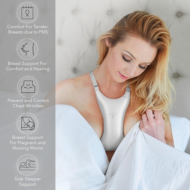 Breast Pillow, Chest Wrinkles Prevention and Breast Support, Adjustable Memory Foam, Breathable Silk Fabric, Side Sleeping Support Ideal Augmentation, Reduction, Implants and Nursing (Pink) - Image 4