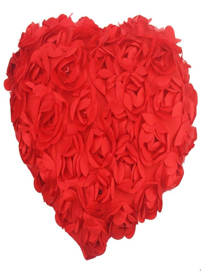 WHITESTARALL Valentine Love Special Red Zipper Cute Fluffy Pillows with for Special Occasion (RED Rose Pattern Heart 25x20)
