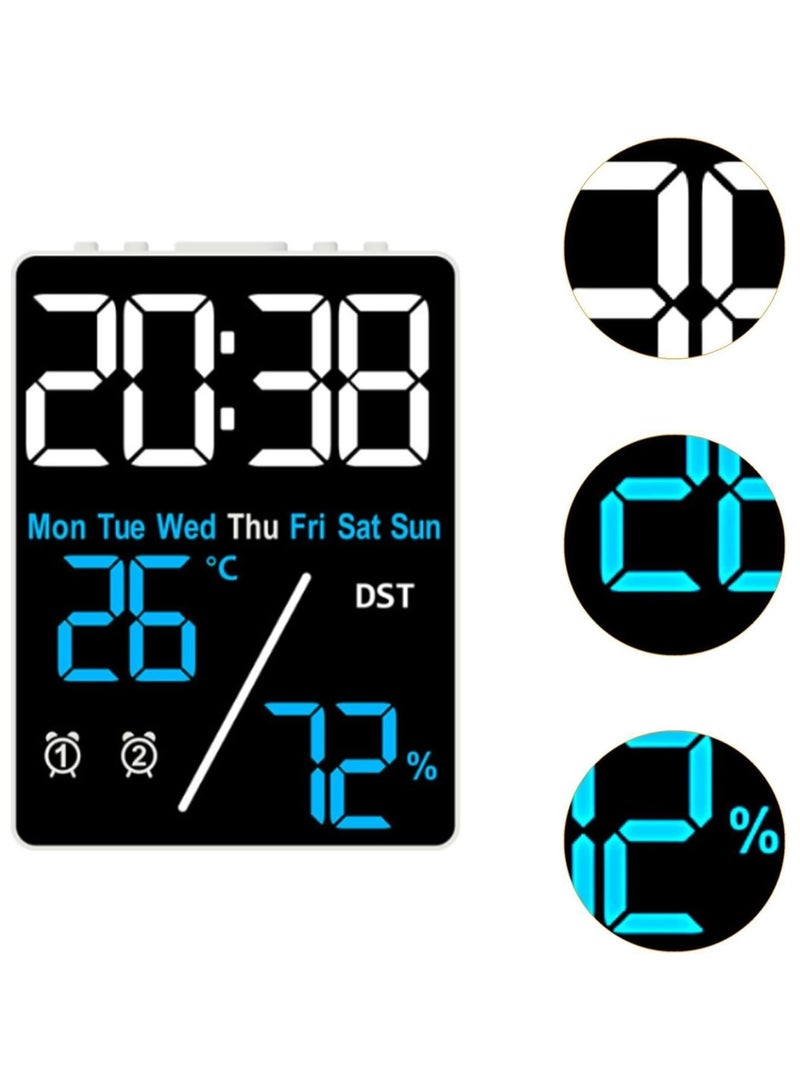 Multi-Function LED Digital Clock – Time, Day, Temperature & Humidity Display – Dual Alarm with Modern Design for Home & Office - Image 3