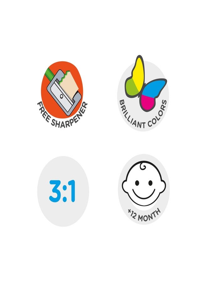 كاريوكا أقلام تلوين كاريوكا للأطفال 3 في 1 - أقلام جامبو قابلة للغسل للأطفال، أقلام تلوين وشمع ألوان مائية في منتج واحد، ألوان متنوعة، 6 قطع - Image 4