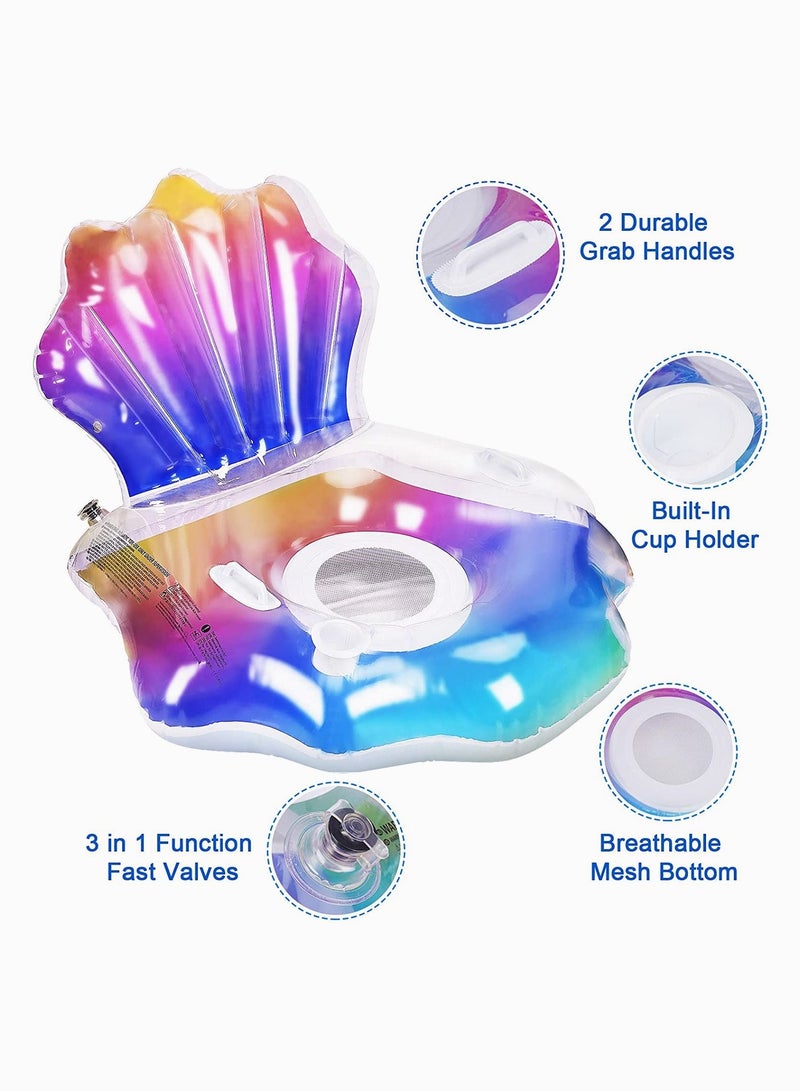 SYOSI Pool Float Adults, Inflatable Shell Pool Float Water Chair with Cup Holder and Headrest, Large Swimming Pool Raft & Recliner, Funny Pool Lounger Chair for Adults Kids Outdoor Summer Pool Beach Party - Image 4