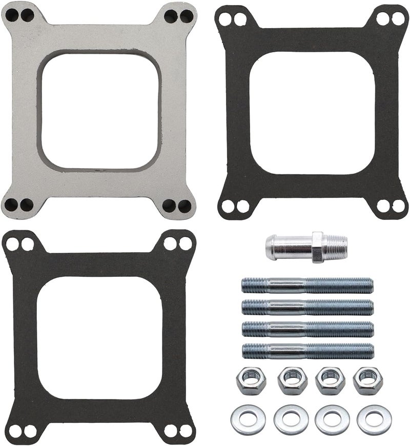 LPFIDI 1" Open Aluminum Carburetor Spacer with 3/8" Vacuum Tube Compatible for Chevy Ford Mopar Holley - Image 1