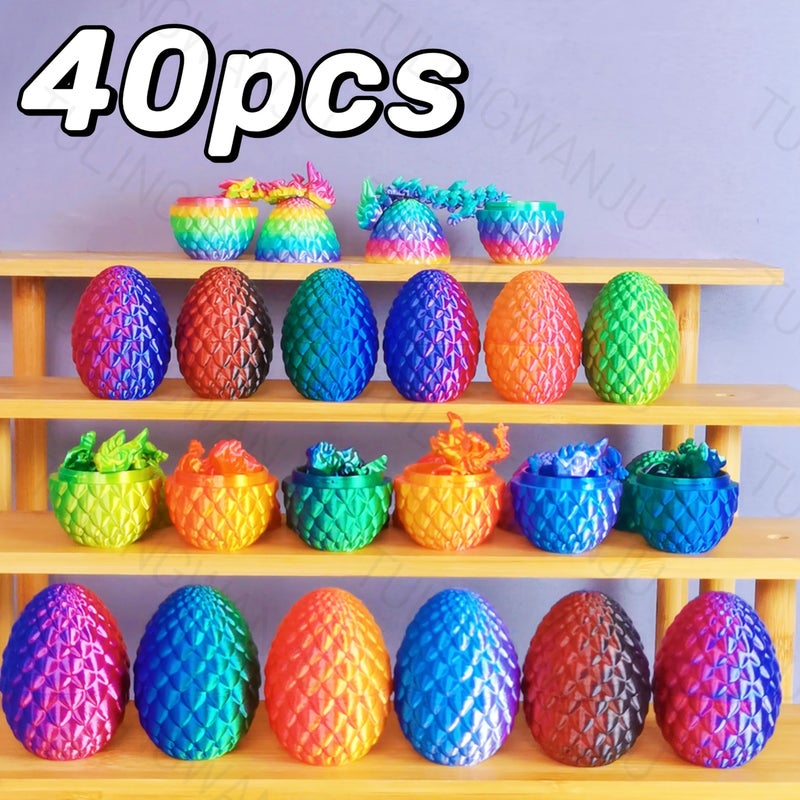 40pcs 3D Printed Dragon Egg Set With 20 Dragons And 20 Eggs Home Decor - Image 1