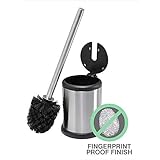 Bath Bliss Toilet Bowl Brush and Holder with Self Closing Lid, Space Saver, Deep Cleaning, Finger Print Proof Finish, - Image 1