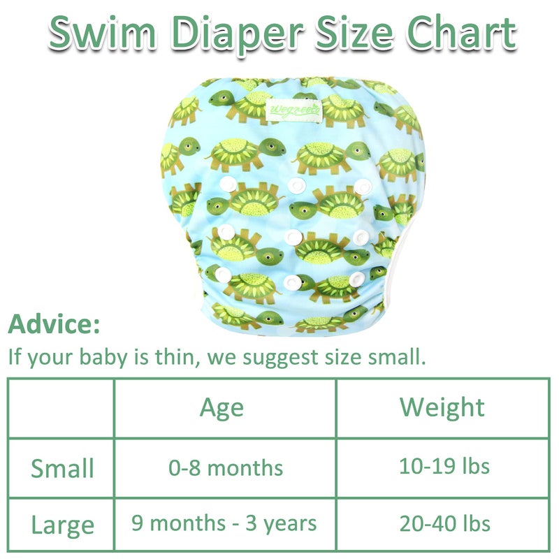 wegreeco Baby & Toddler Snap One Size Adjustable Reusable Baby Swim Diaper (Diving,Ocean,Turtle,Small,3 Pack) - Image 3
