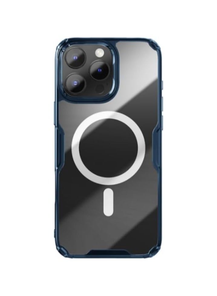 Nillkin Nature TPU Pro Magnetic Series Rugged Shockproof Case With Hard Back Tpu Shock Absorb Cover Raised Bezel Camera Protect Fits Apple iPhone 16 Pro Max - Blue - Image 1