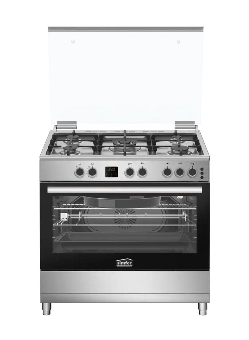 Gas Cooker 60x60 cm | 59L Turbo Fan Oven | 4 Gas Burners with Triple Wok | Grill & Rotisserie | Auto Ignition FFD Safety | Stainless Steel Finish | Model SMF6069GCH