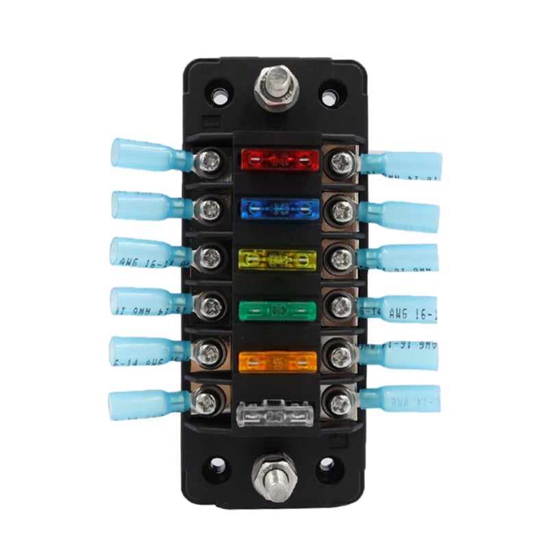 Versatile application MAGICLULU 6-Way Fuse Box Holder Blades ATC Circuit Fuse Block Includes 12 Clips 12 Terminals 2 Stickers and 4 Screws for Automotive and Marine Use On-demand local restock Natural material Stable base Transparent body Dust tight seal Diverse application fit Ready goods scheduled ship Multi option design Various size alternatives Strategic warehouse site Gulf market trial optimized design Assorted natural tone picks Flat working surface Gulf standard sizing alternatives N/S/C nationwide deliver Size-sorted warehouse storage Water rust proof All item simple matching build Rack friendly Elegant upgraded practical design Global light sturdy raw material Economical upgraded quality Field test upgraded craftsmanship Multi-style matching design - Image 2
