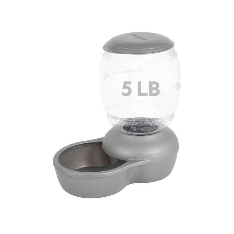 Petmate Replendish Feeder with Automatic Cat and Dog Feeder, 5 LB, Pearl Silver Grey, Made in USA - Image 1