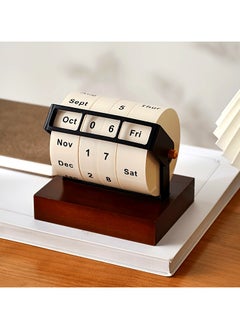 Generic Wooden Perpetual Calendar, Vintage Desktop Flip Countdown Reminder, Mini Rotating Desk Calendar, Retro Wooden Block Date Display for Home and Office Decor  - Image 3