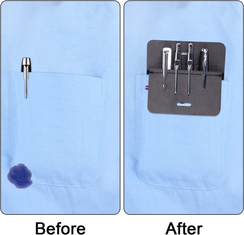 Wisdompro Pocket Protector, 3 Pack PU Leather Heavy Duty Pen Holder Pouch for Shirts, Lab Coats, Pants - Multi-Purpose - Holds Pens, Pointers, Pencils, and Notes - Black - Image 5