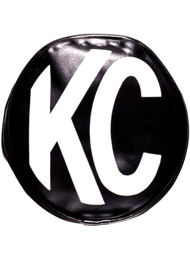 KC KC HiLiTES 5100 6" Round Black Vinyl Light Cover w/White KC Logo - Set of 2 
