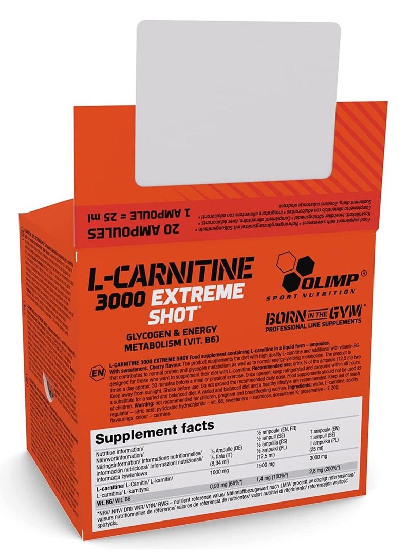 Olimp L-Carnitine 3000 Extreme Shot Orange 20 x 25ml - Image 2