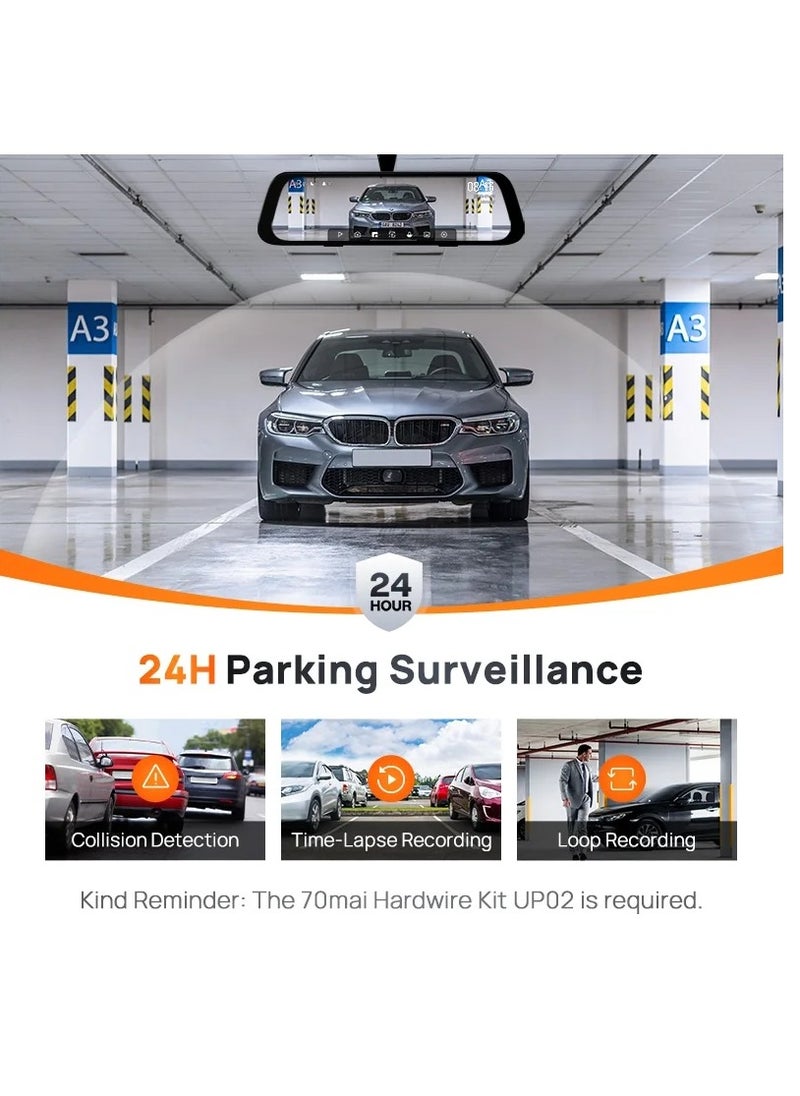 70mai - 70mai S500 Rearview Mirror DashCam,3K 1944P Front and FHD Rear,STARVIS 2 with Dual HDR, 9.35” IPS Touch Screen,G-Sensor,WiFi,Super Capacitor,Optional Parking Mode,Upto 128GB Supported - Image 1