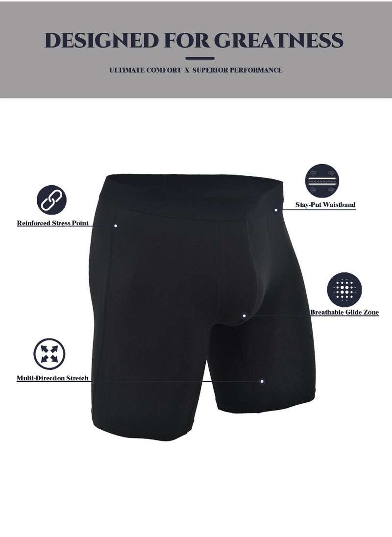 infino - Men's 5-Pack Boxer Briefs - Mid-Rise, Anti-Chafing Stretch Cotton, Breathable Athletic Underwear in Pure Black - Available in L - Image 1