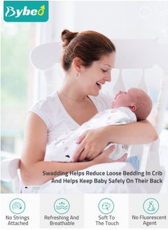Bybeo 8 PCS Baby Swaddle Blanket Wrap Cap Gloves and Foot Straps Set Newborn Infant Sleep Sack With Caps 100% Breathable Cotton 0-4 Month  - Image 4