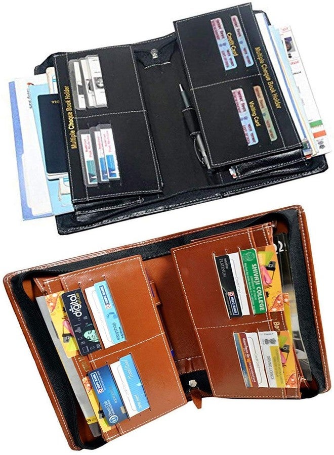 PAREEK Faux Leather Expanding Cheque Book Holder Travelling Docoment Bag, Black (Pair 2) -Set of 2 - Image 3