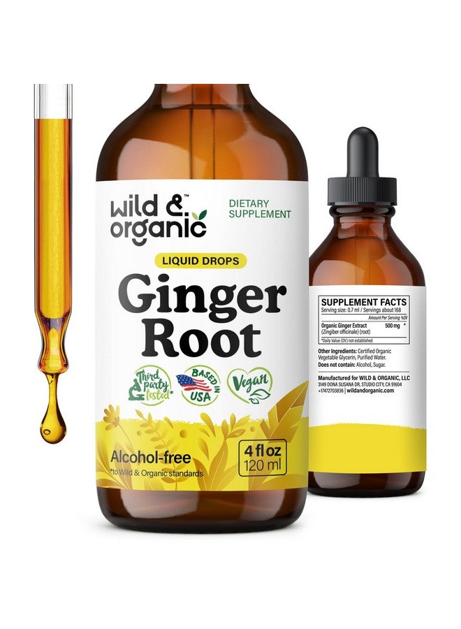 Wild & Organic مستخلص جذور الزنجبيل البري والعضوي - دعم المناعة والهضم - مكملات الزنجبيل السائلة - صبغة نباتية خالية من السكر والكحول - 4 أونصة سائلة - Image 1