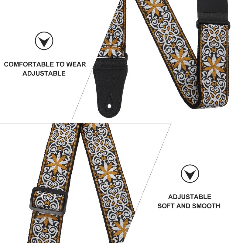 1 Pc Cotton Embroidery Guitar Strap Practical Guitar Belt Electric Guitar Strap - Image 5