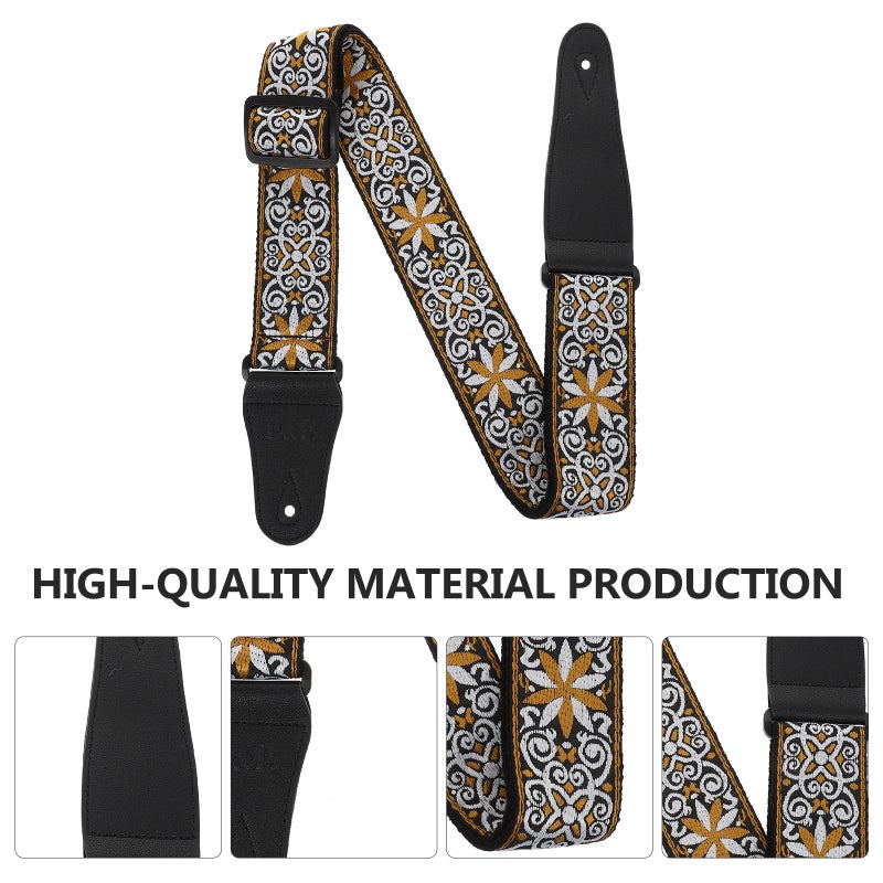 1 Pc Cotton Embroidery Guitar Strap Practical Guitar Belt Electric Guitar Strap - Image 1
