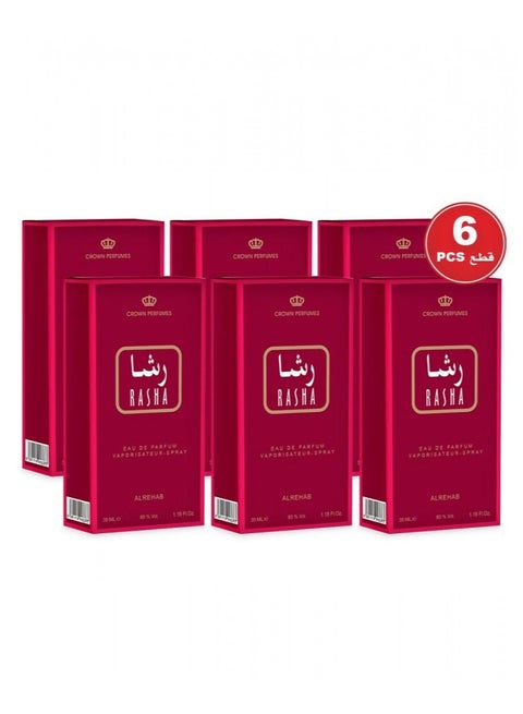 Al Rehab Perfumes Rasha 35 ml - 6 Pieces Eau de Parfum - for women