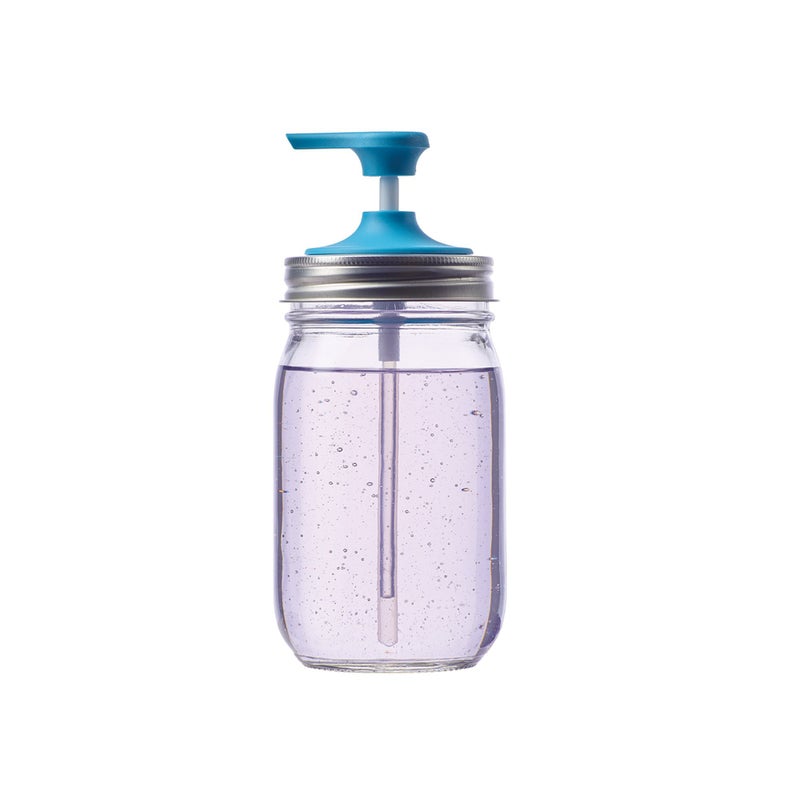 Jarware Soap Pump Lid for Regular Mouth Mason Jars Blue