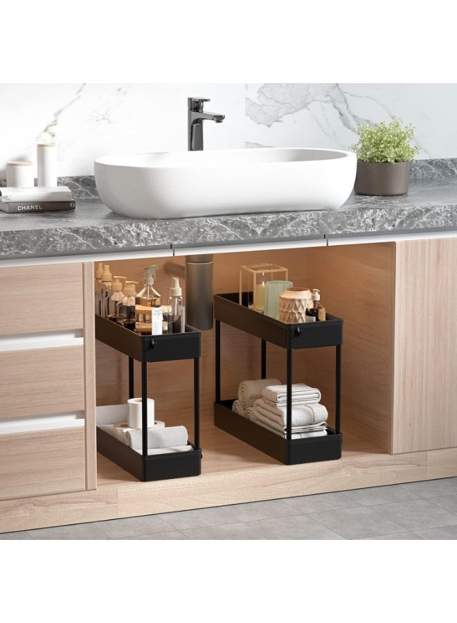 زيريفام عربة تخزين رفيعة، منظم حمام بأربع طبقات مع أرفف متحركة، عربة متعددة الأغراض متدحرجة مع حجرات منزلقة للمطبخ والحمام وغرفة الغسيل والأماكن الضيقة (أسود) - Image 5